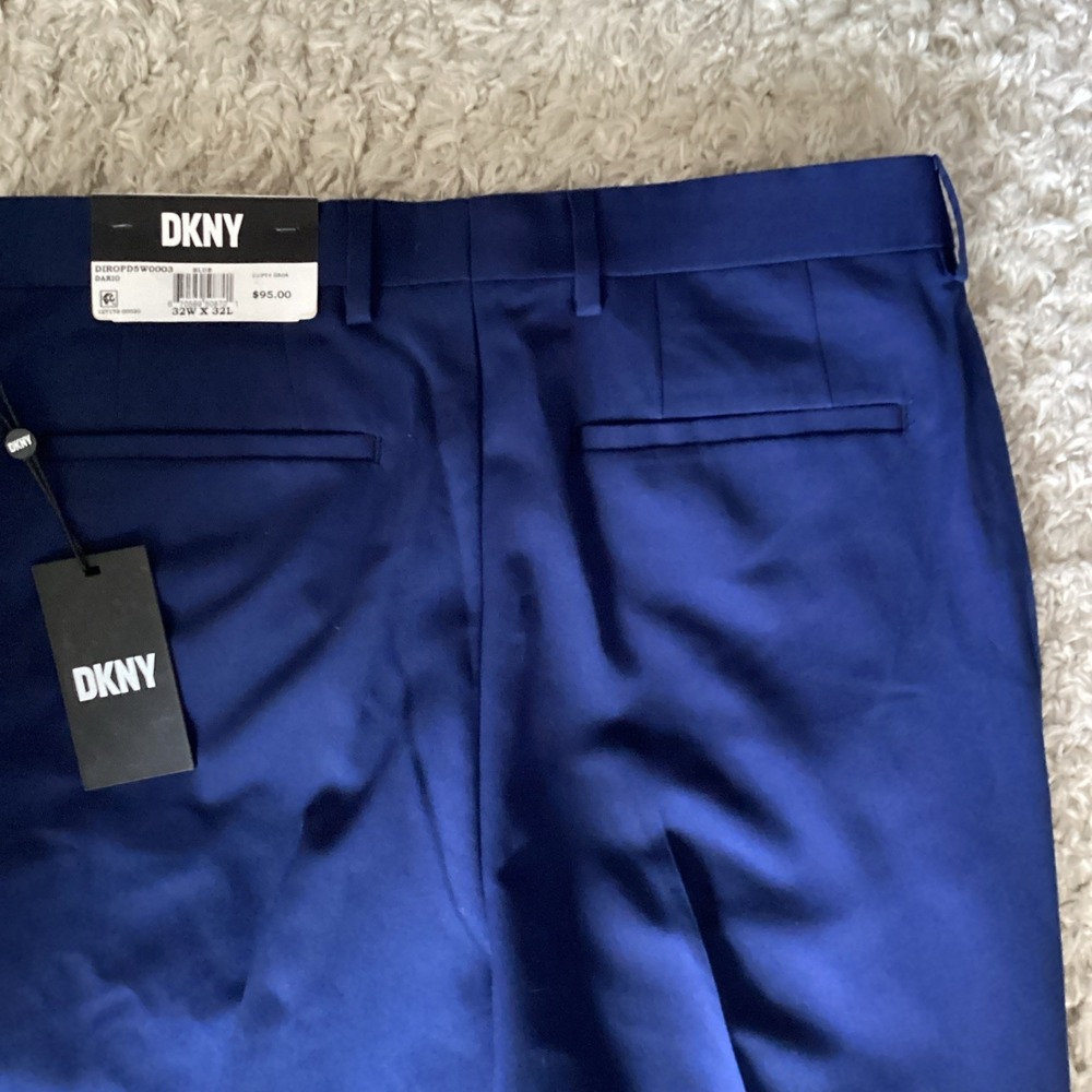 DKNY Men's Modern-Fit Stretch‎ Dress Pants Blue Solid 32X32  NWT - Picture 8 of 9